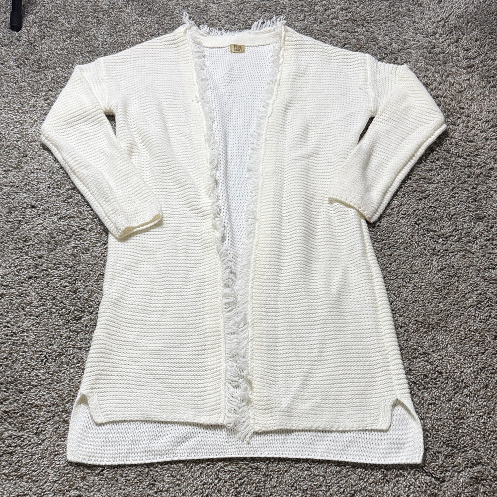 True Craft Cream Fringed Cardigan